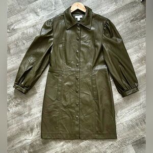 Women’s Vegan Leather Dress in Olive Green - size 10